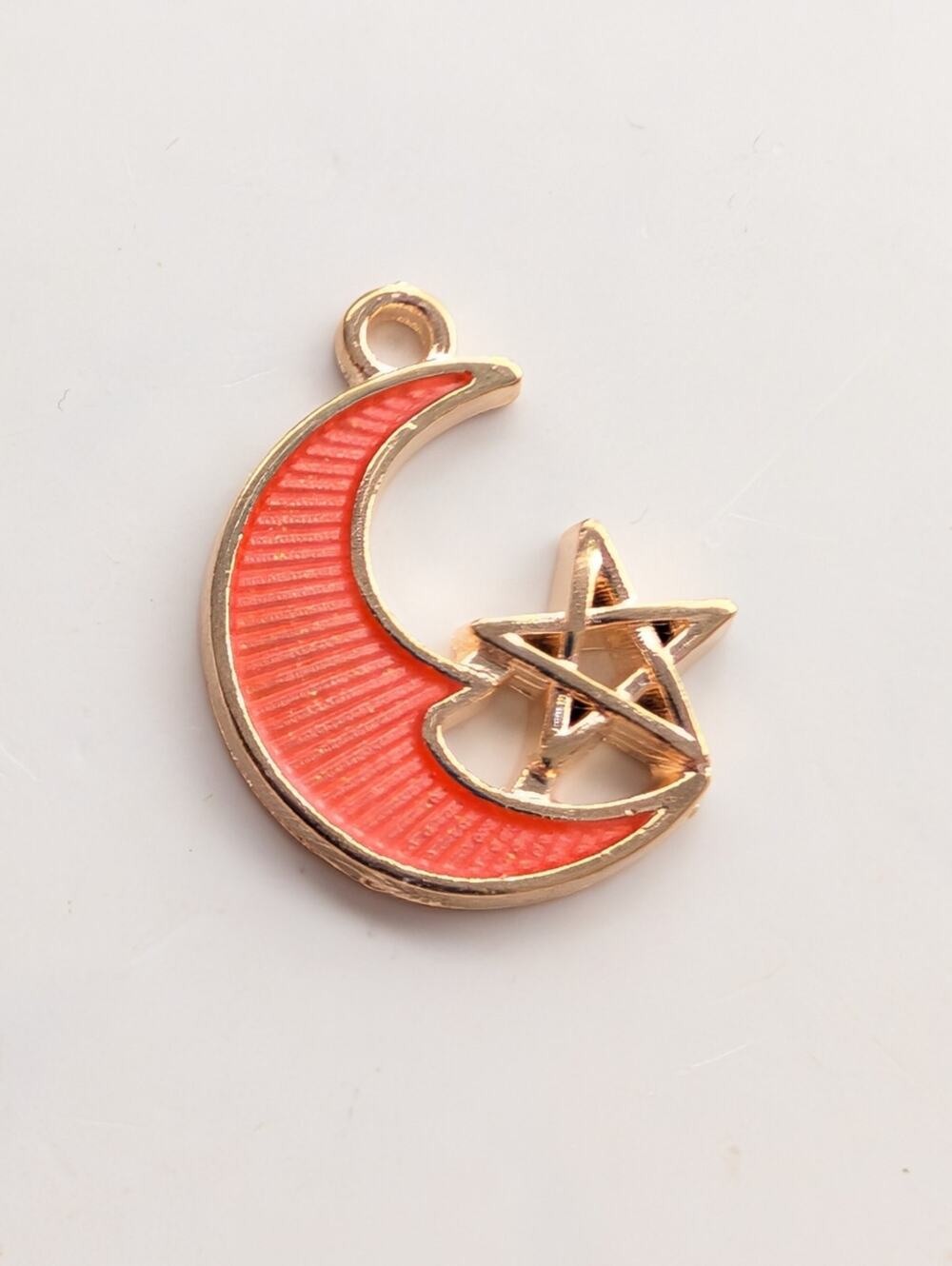 Vintage Y2K Whimsigoth Gold Tone Enamel Moon Star Celestial Bracelet Charm